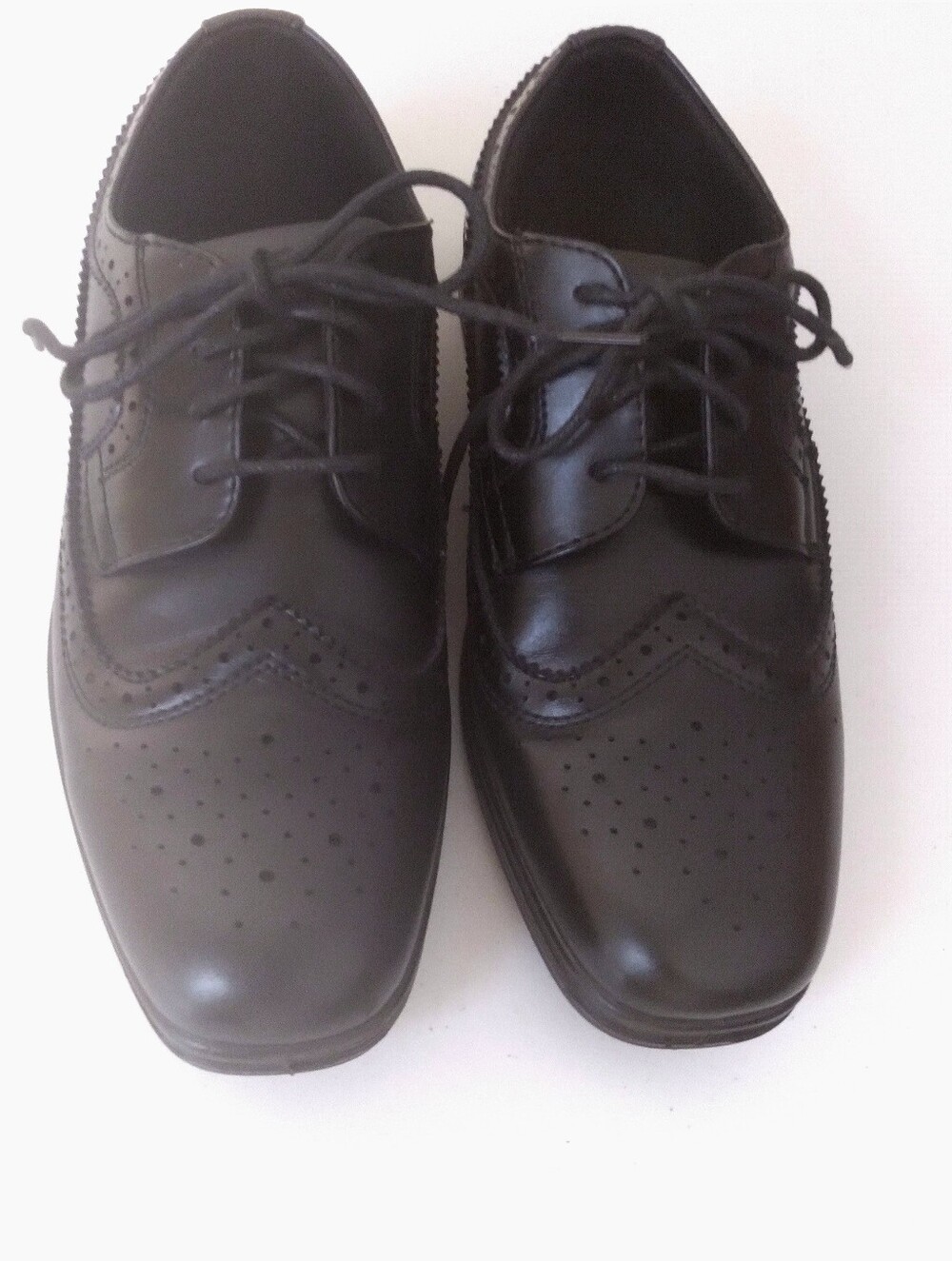 Deerstags Classic Black Wingtip Dress Shoes Boys Size 3W